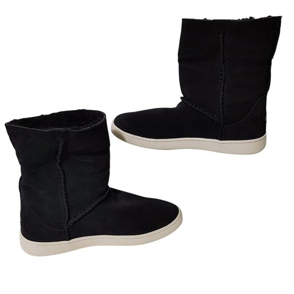 UGG MIKA Black Suede Sheepskin Leather Sneaker Ankle Snow Boots Womens US 7 - Picture 2 of 9